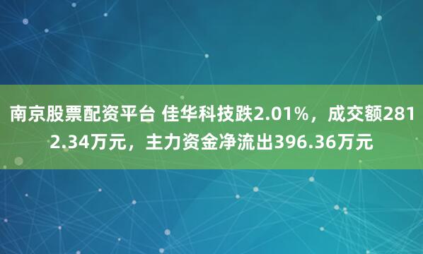 南京股票配资平台 佳华科技跌2.01%，成交额2812.34万元，主力资金净流出396.36万元