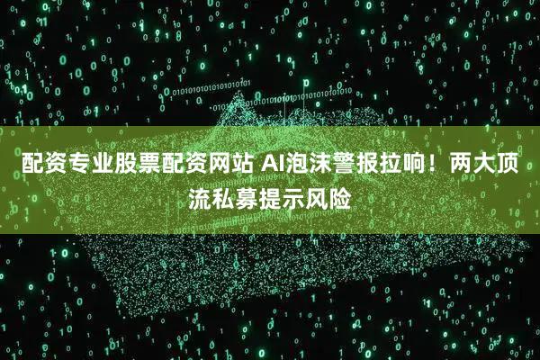 配资专业股票配资网站 AI泡沫警报拉响！两大顶流私募提示风险